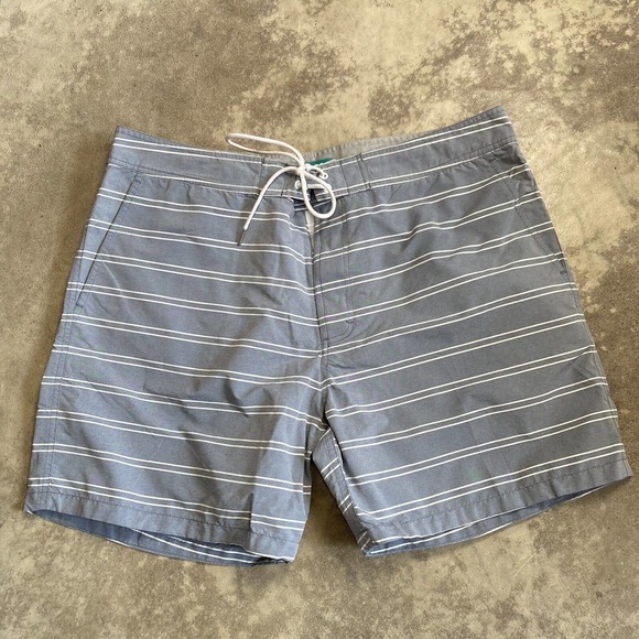 Bononos Swimshorts Mens Size 35 Striped Blue Drawstring Waist Pockets - Picture 1 of 10
